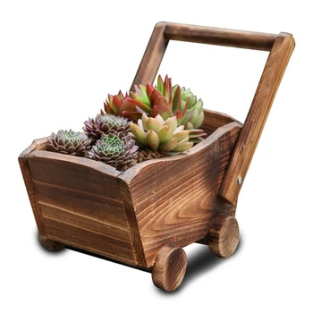 

Creative Wood Flowerpot Cartoon Cart Garden Planter Plant Window Box Trough Pot Succulent Flower Bed Plant Bed Pot Flower