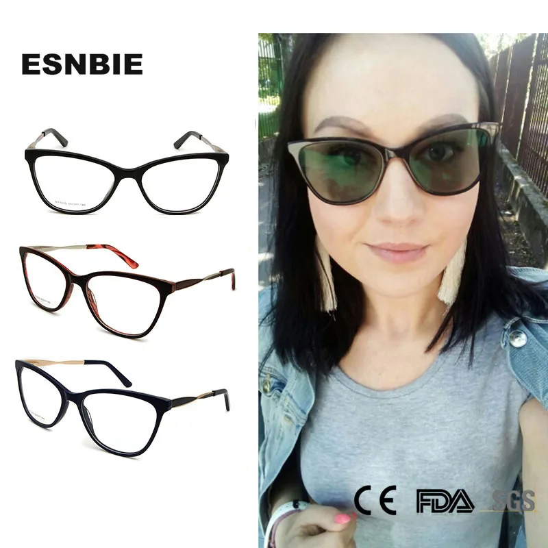 ESNBIE Высококачественная ацетатная Женская оптическая оправа для очков в стиле кошачьи глаза женские брендовые роскошные женские очки женские Lentes Mujer