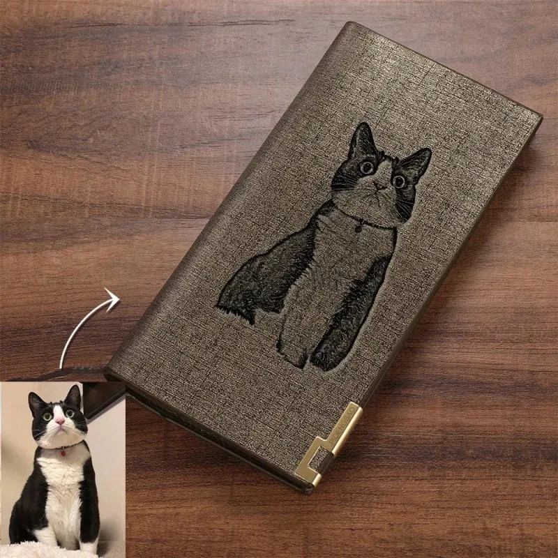 

Customize Wallet Personalized Pu Leather Long Slim Custom Photo Engraving Wallet Men Engraved Text Money Package Gift Purse
