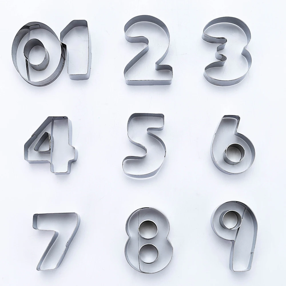 10 шт. Нержавеющая сталь цифры от 0-9 цифровой торт Fondant(сахарная) шоколадное печенье пресс-формы "сделай сам" нож для резки фруктов Украшение торта, выпечки инструментов для пресс-форм