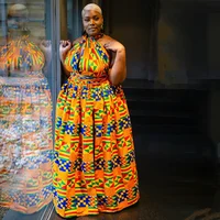 Women Sexy Sleeveless Dress 2021 New Fashion Off Back National Print Lady Party Dress Vintage Casual African Long Dress Vestido 6