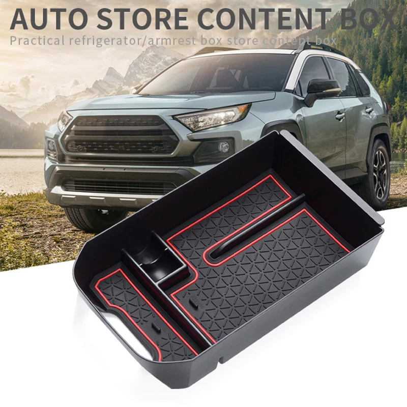

Mayitr 1pc ABS Armrest Storage Case Box Organizer Tray Store Phone Charger ID Cards Fit For Toyota RAV4 2019-2020