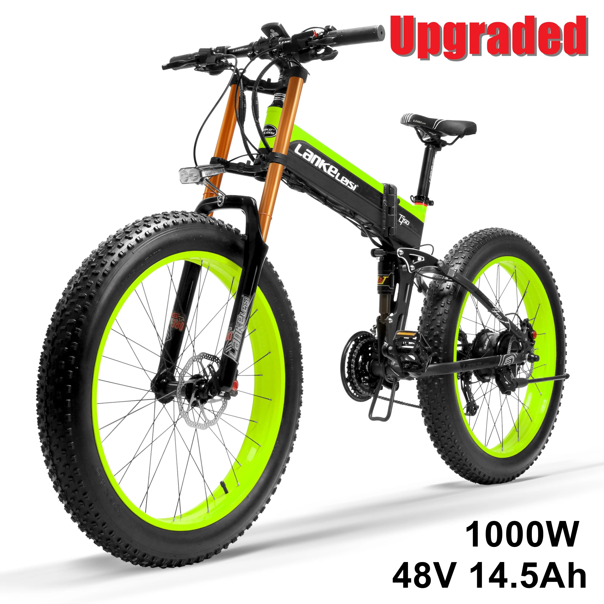 UP BKGE 1000W 14.5Ah T750plus складной электрический велосипед 48 в 10 А/14.5a литий-ионный аккумулятор 1000 Вт Уровень мощности 5 педалей, датчик, обновленная вилка - Цвет: UP BKGE 1000W 14.5Ah