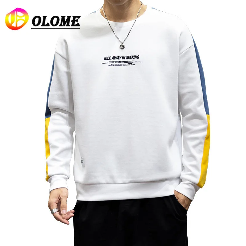 

Casual Crew Neck Patchwork Sweatshirt Spring and Autumn Warm Loose Full Sleeves Pullovers for Men Fashion 2020 New Man Clothing
