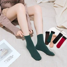 Jerrinut женские зимние носки теплые плотные однотонные шерстяные кашемировые носки повседневные Модные дышащие мягкие носки-тапочки для сна 1 пара