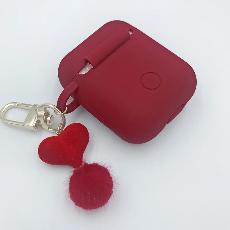 Прекрасный брелок для ключей с меховым шариком чехол для Airpods Bluetooth беспроводной защитный чехол для AirPods чехол зарядная коробка брелок для ключей с меховым шариком