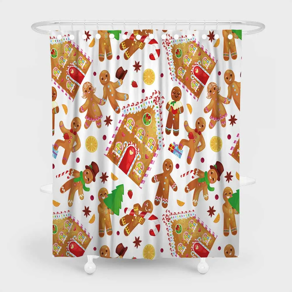 

Joyous Christmas People Together Shower Curtain Durable Waterproof Polyester Bath Curtain with Hook Funny Bathroom Decor 1 Piece