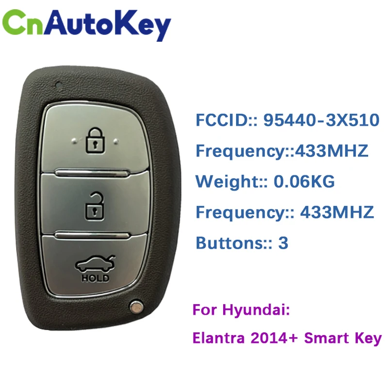 Cn020001 95440-3X510 Per Hyundai Elantra 2014 + Smart Remote Key Dvi-Mdfge03 Pcf7952A 433Mhz Keyless Go