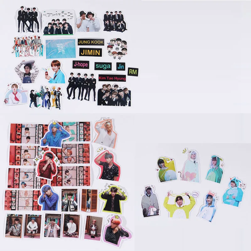 47Pieces KPOP Bangtan наклейки для мальчиков дневник календарь альбом Скрапбукинг хлопья наклейки руководство украшения канцелярские принадлежности веер подарки - Color: 47Pieces