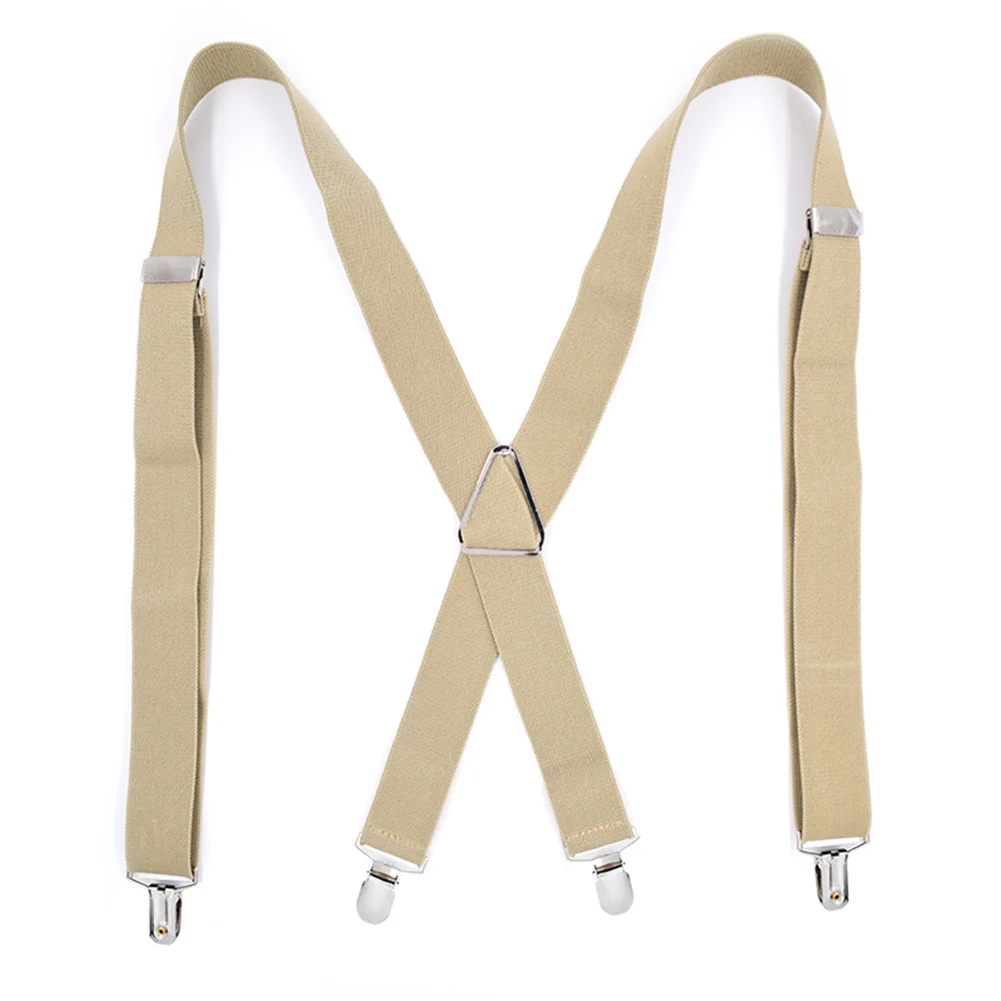 beige Новые x-образные мужские брюки подтяжки с 4 клипсами эластичные регулируемые подтяжки BN99 - Цвет: beige