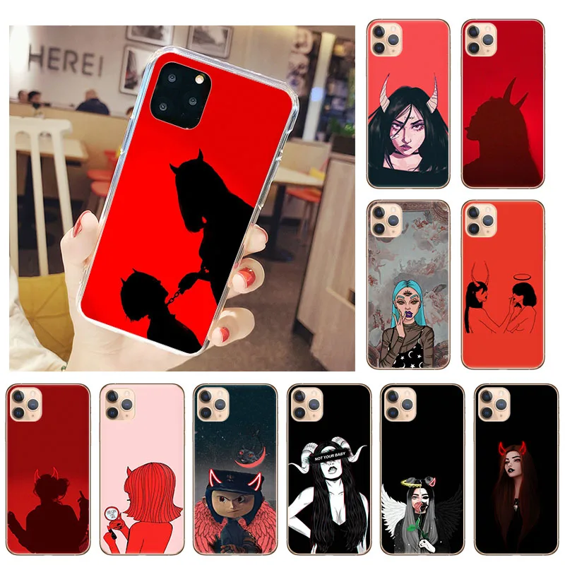 Bad Girl Shadow Devil Woman Phone Cover for IPhone 11 12 Pro Max X XS XR 7 8 7Plus 8Plus 6S 5s SE2 12mini Soft Clear Case Funda