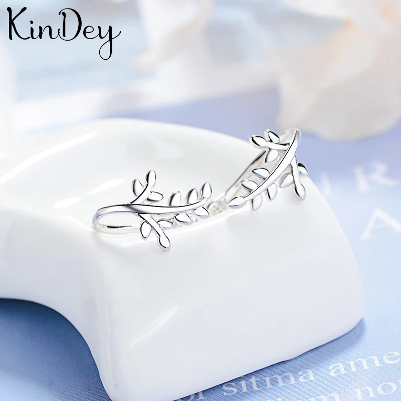 Kindey настоящий серебристый лист серьги для женщин Свадебные Bijoux массивные