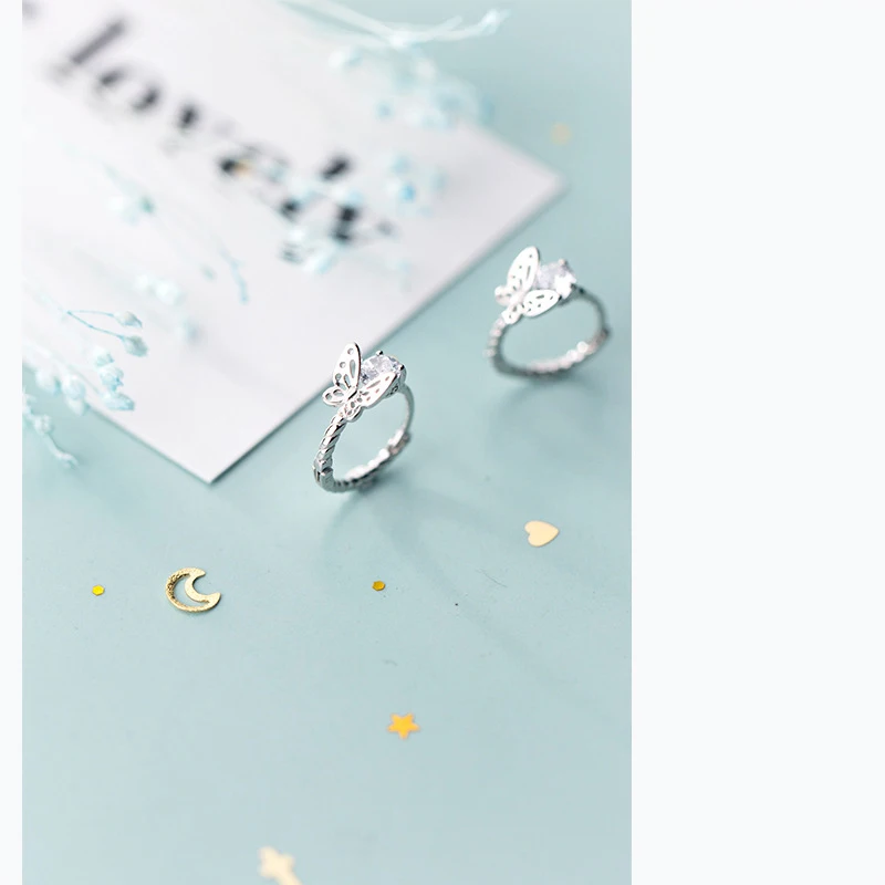 MloveAcc 925 серебряная серьга-кольцо полая бабочка S925 серьги подарок для женщин девушек подростков ювелирные изделия
