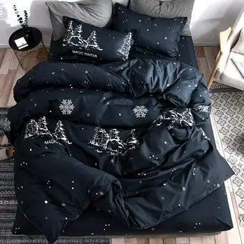 

35 Luxury Soft Comfortable Bedding Set 4pcs Duvet Cover Sets Bed Sheet Pillowcase Single Queen King Black Bedclothes Bed Linens