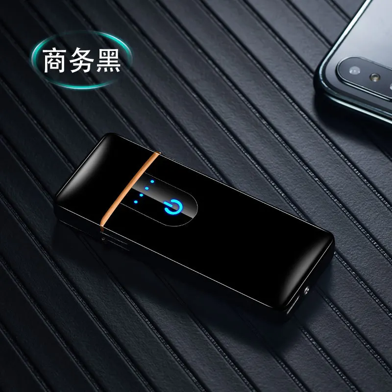Ультратонкая металлическая сенсорная usb зарядка ветрозащитная Зажигалка для