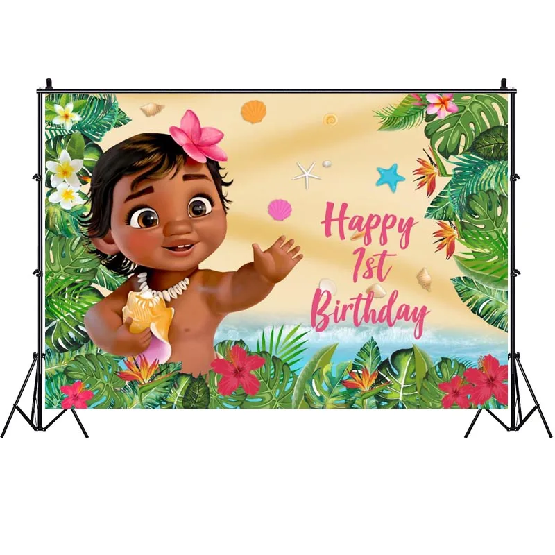 Little Princess Moana Backdrop Girls Happy Birthday Party Baby Shower Custom Photo Background Booths Studio Props Decor Banner