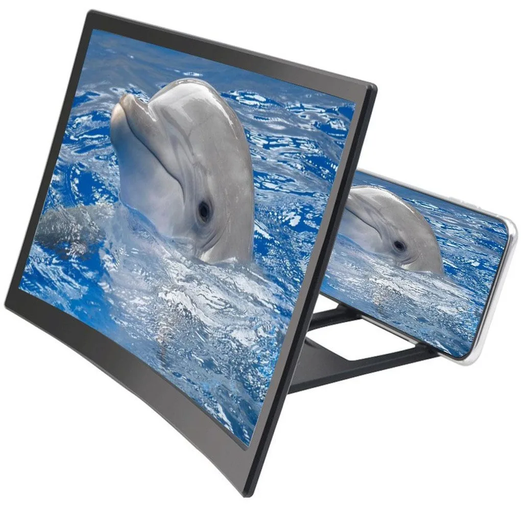 Black Аксессуары для телефонов, 3D HD лупа, подставка, держатель, 12 дюймов, для мобильного телефона, видео, изогнутый экран, усилитель, расширитель, держатель для мобильного телефона - Цвет: Black