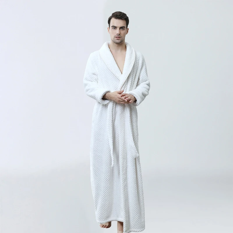 White for Man Зимний халат размера плюс, мягкий фланелевый Халат, кимоно, теплый банный халат из кораллового флиса, ночные меховые халаты, халат для мужчин и женщин, одежда для сна - Цвет: White for Man