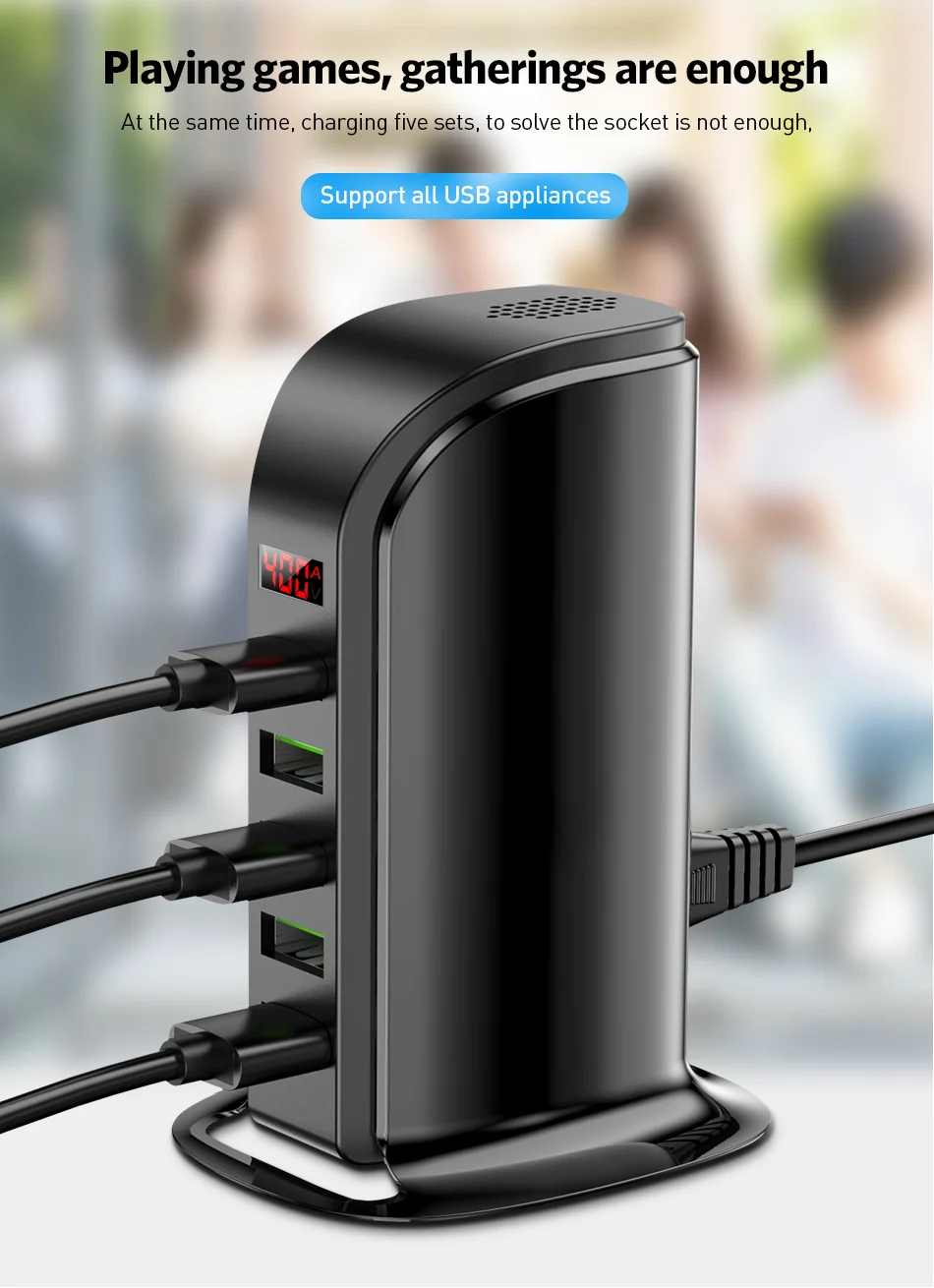 GTWIN 5 портов Мульти USB зарядное устройство светодиодный дисплей док-станция для зарядки с USB универсальный мобильный телефон настольное настенное зарядное устройство для дома EU US