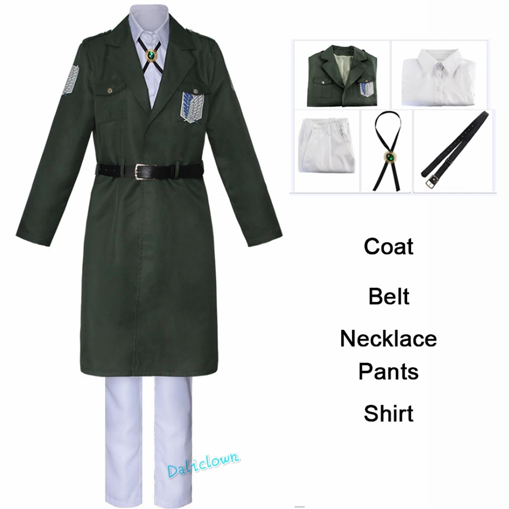 Attack on Titan Cosplay Levi Costume Shingek No Kyojin Scouting Legion Soldier Coat Trench Jacket Uniform Men Outfit