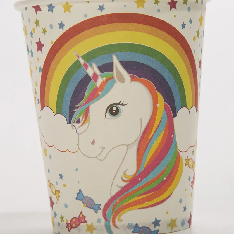 54pcs/lot Plate+Cup+Straw Birthday Party Supplies Decoration Unicorn Theme High-quality Disposable Tableware Set Cartoon animal