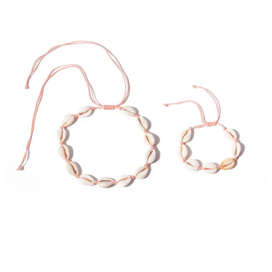 IngeSight. Z модное ожерелье в виде ракушки, колье, ювелирное изделие, богемное пляжное ожерелье, золотая цепочка из бисера, колье для женщин, колье дружбы - Окраска металла: Pink Set