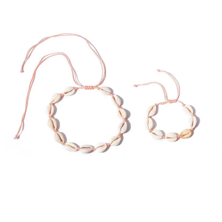 Pink Set IngeSight. Z модное ожерелье в виде ракушки, колье, ювелирное изделие, богемное пляжное ожерелье, золотая цепочка из бисера, колье для женщин, колье дружбы - Окраска металла: Pink Set