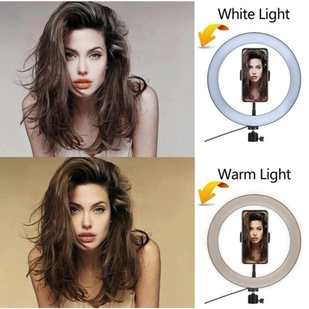 

Ring Fill Light 2 in 1 Makeup Beauty Video Light Lamp LED Ring Light W/Tripod Dimmable Cold Warm Stepless Selfie Stand Phone