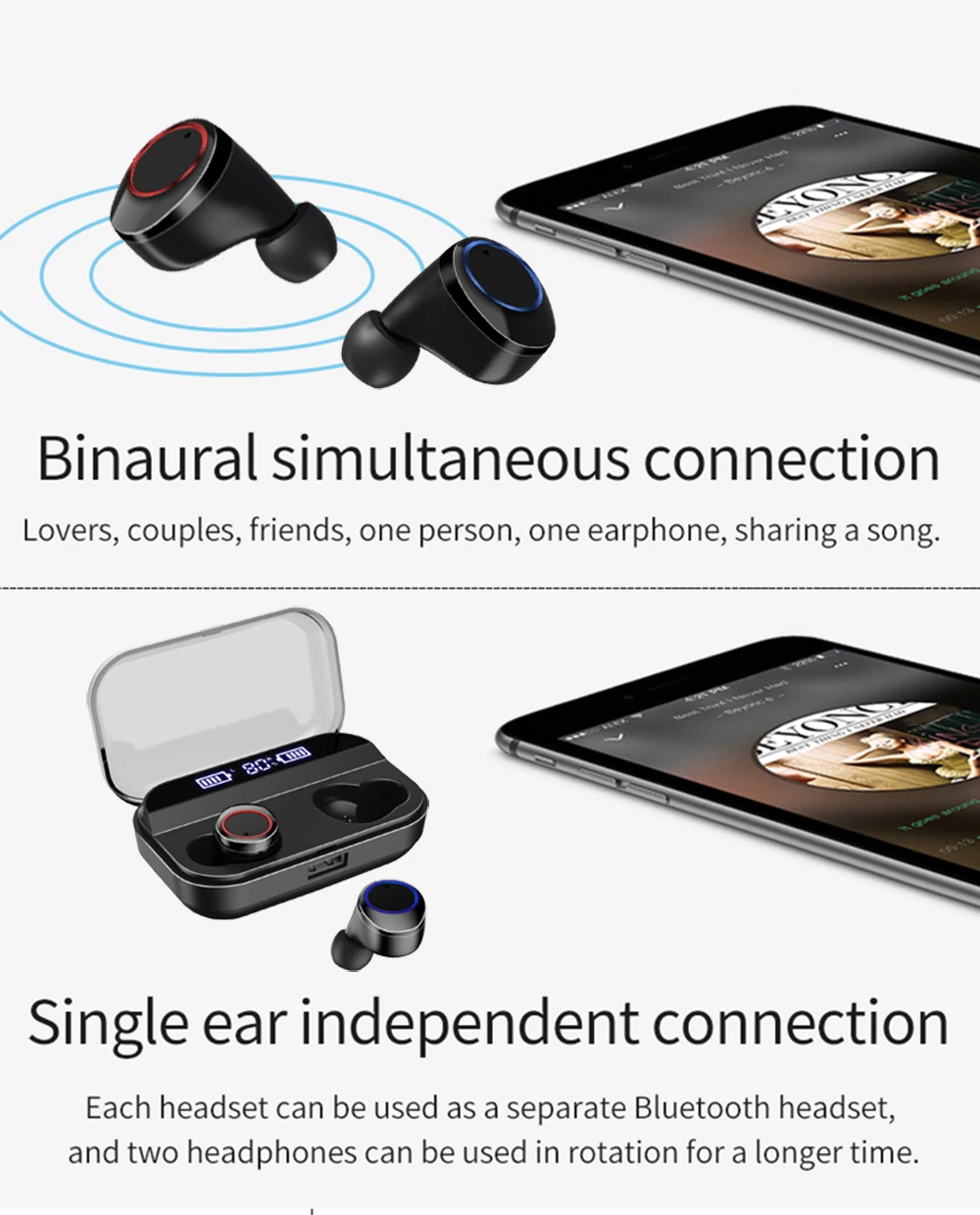 TWS беспроводные наушники Bluetooth 5,0, гарнитура с сенсорным дисплеем, спортивные стерео беспроводные наушники, зарядная коробка Pk QCR