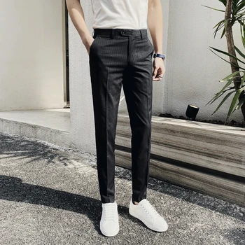 

Spring Fashions Men Pantalones Para Hombre Formal Pants For Mens Trousers Office Calca Social Slim Striped Suit Pants Mens Pants