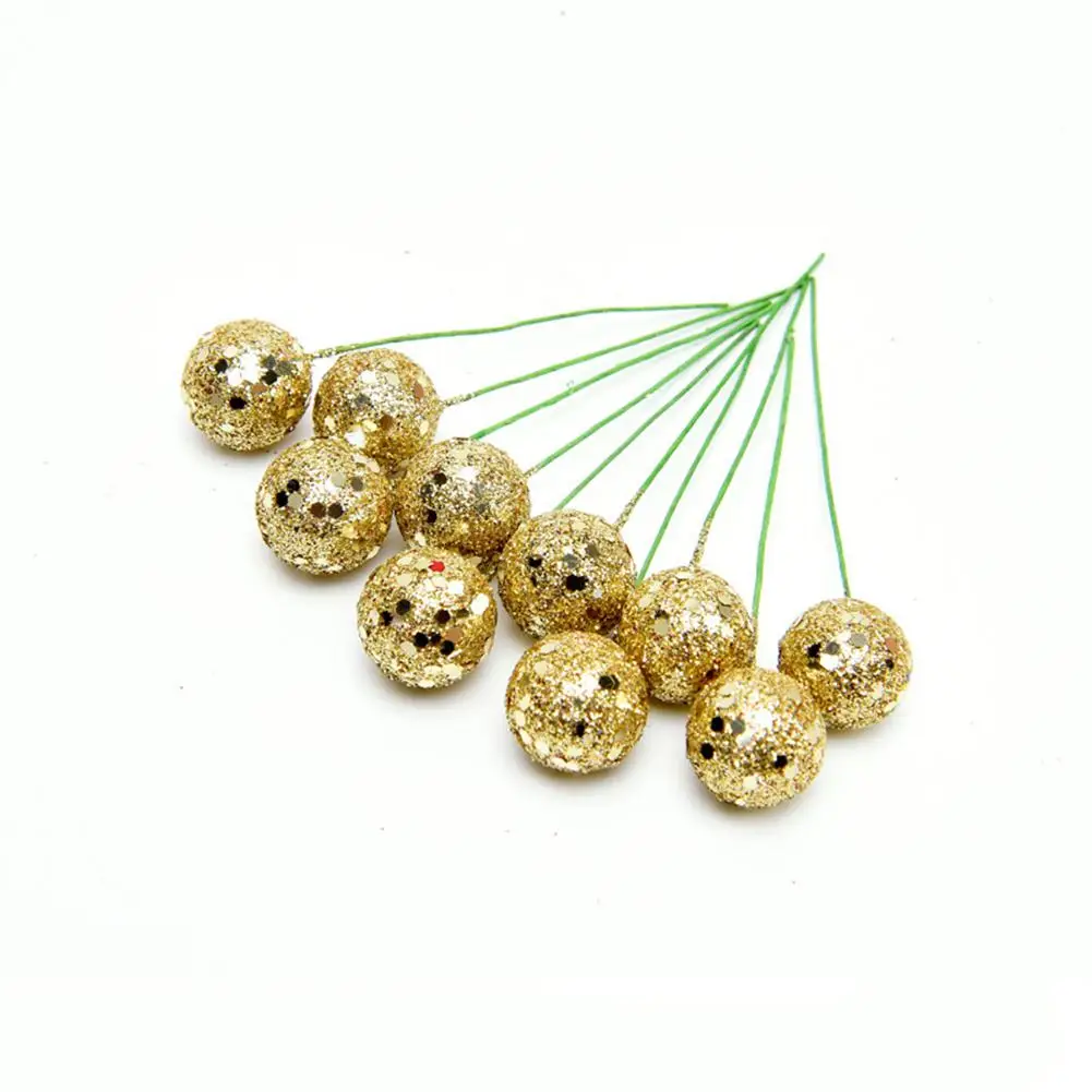 Gold Хоббилан 10 шт Искусственные Рождественские пенопластовые ягоды Diy Рождественская елка украшения реквизит для фотосессии - Цвет: Gold