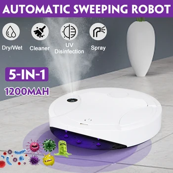 

5 IN 1Fully Automatic Multifunctional Robot Vacuum Cleaner USB Charging Cleaning Robot Sweeper Dry/Wet UV Disinfection Cleaner