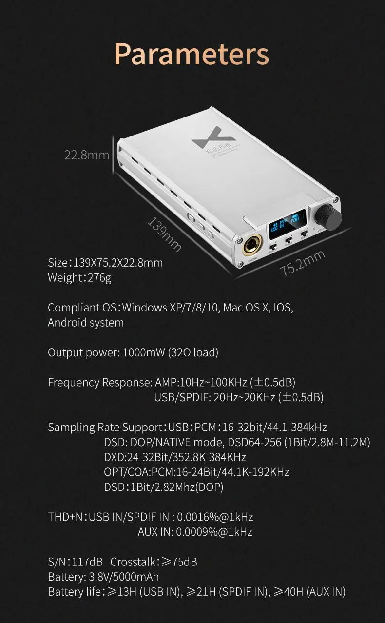 XDUOO XD-05 Plus портативный Настольный усилитель для наушников 32 бит/384 кГц DSD256 ЦАП усилитель для наушников