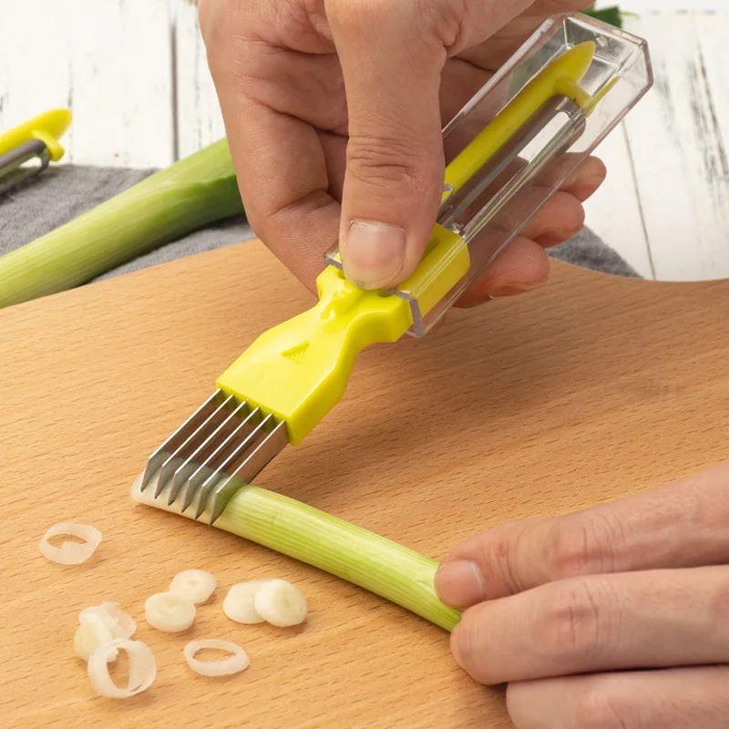 Onion Vegetable Cutter Slicer Multi chopper Sharp Scallion Kitchen knife Shred Tools Slice Cutlery 66CY