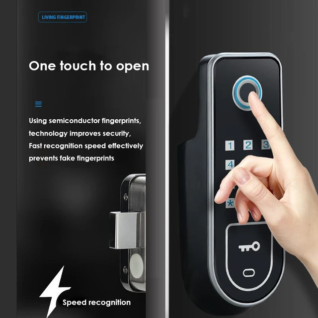 Digital Keypad Door Lock Fingerprint Lock Remote Control Lock Keyless Door Lock Hide Key  Easy install 3