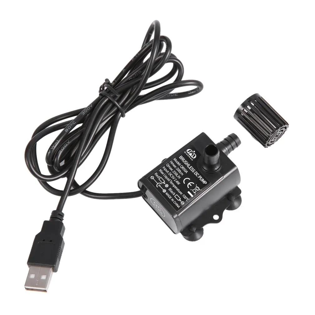 Decdeal Ultra-quiet USB Mini Brushless DC Water Pump DC5V 2.4W 250L/H Lift 2m Submersible Fountain Aquarium Circulating