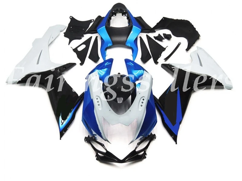 Литье под давлением ABS мотоцикл обтекатели комплект подходит для Suzuki GSXR 600-750 K11 11 12 13 14 15 16 17 Обтекатели белый черный синий - Цвет: White Black Blue