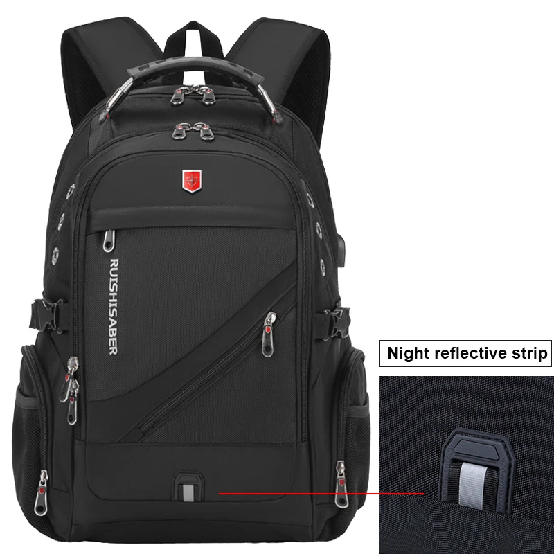 Backpack Laptop Bag Gray Large Capacity 35Cm 45Cm 15Cm USB Leisure Oxford Cloth Travel Waterproof 