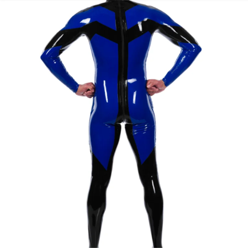Sexy Latex Man Body Catsuit with socks back zippers alice in wonderland costume adult cosplay costume sexy lingerie for men