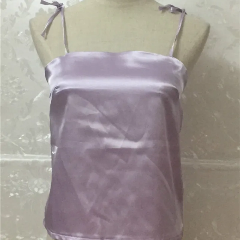 Light Purple Женское шелковое нижнее белье, майки, сетчатые прозрачные женские топы в уличном стиле с регулируемыми бретельками, однотонные Короткие топы для девочек - Цвет: Light Purple