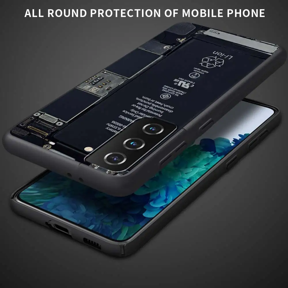 Sleek Silicone Black Phone Cover with Circuit Board Design