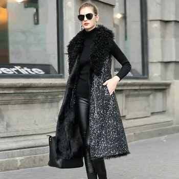 

Women's Real Fur Coat Female Jacket Autumn Winter Coat Women Clothes 2020 Long Vest Korean Vintage Double-faced Fur Tops ZT4027