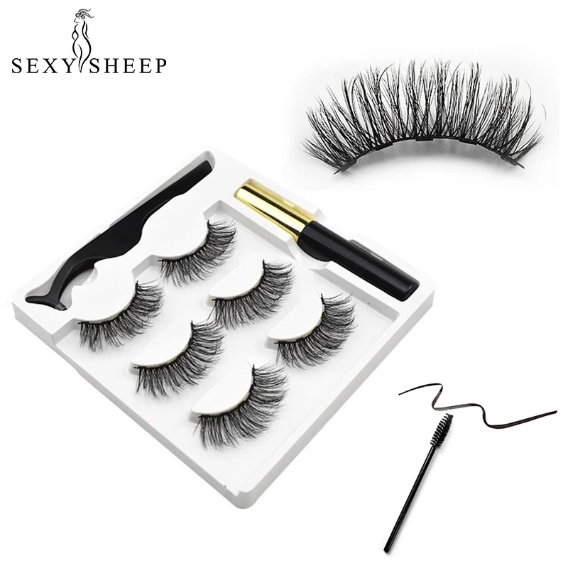 

5 Magnet Eyelash Set Magnetic Liquid Eyeliner& Magnetic False Eyelashes & Tweezer Set Waterproof Long Lasting Eye Makeup