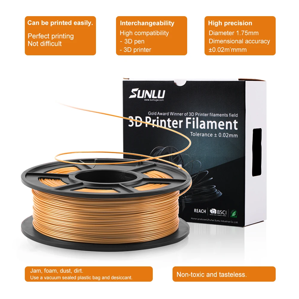 SUNLU PLA плюс 3D-принтеры нити 1,75 мм 1 кг/2.2lb катушки SUNLU DIY PLA+ ПРИНТЕРЫ нити сделай сам для детей, подарок на день рождения с принтом