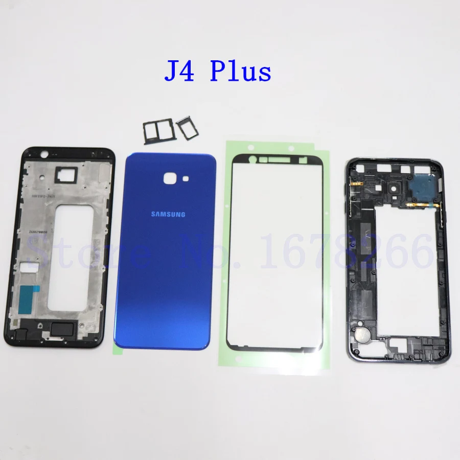 SAMSUNG Galaxy J4 Plus J4+ J415 J415F SM-J415F полный корпус ЖК-панель Крышка средняя рамка J4+ Сменный Чехол для двери батареи