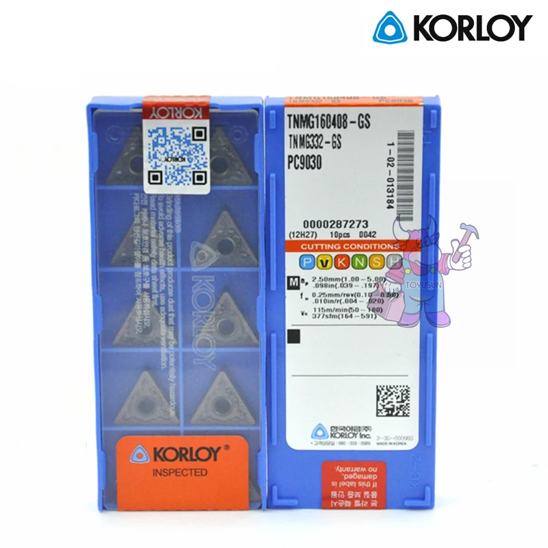 KORLOY inserto CNC TNMG160408 GS PC9030/PC5300/NC3220/NC9020/NC9025