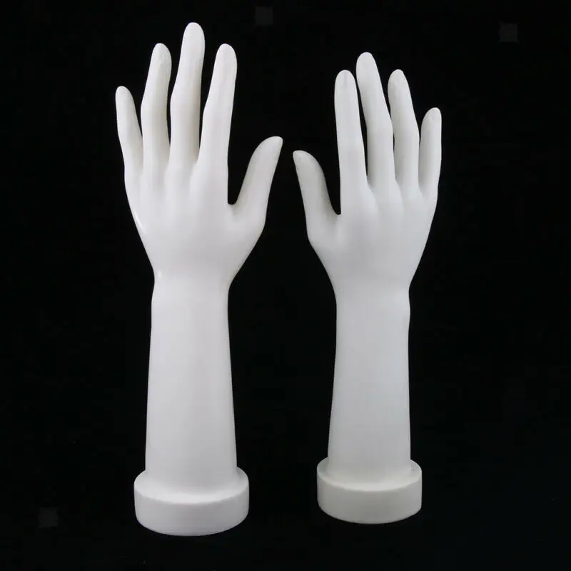

1 Pair Mannequin Hand Arm Display Base Female Gloves Jewelry Model White DIY displaying accessories left/right free shipping