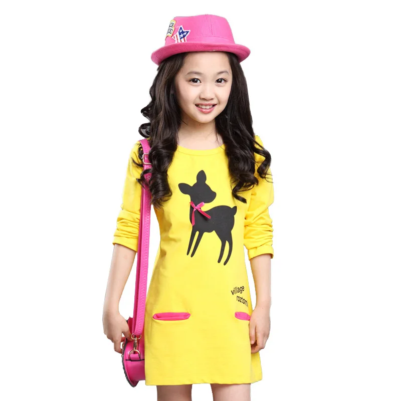 

Spring-autumn Dress Clothes Baby Girl Long Sleeve Cartoon Pattern Cotton T-shirt Dress Casual Blouse Tops Outfits