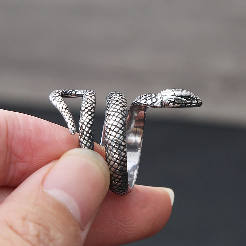 Vintage Stainless Steel Snake Ring for Men Women Cool Punk Gothic Ring Fashion Unisex Serpent Size 7-12 finger ring stainless steel ring