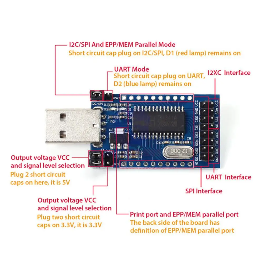 CH341A программатор модуль USB для UART IIC SPI I2C конвертер параллельных портов бортовой индикатор работы лампы доска
